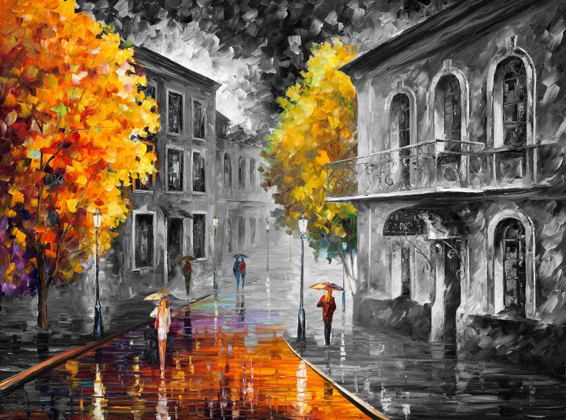 Oil Painting on Canvas Made With Palette Knife City Scene by Leonid ...