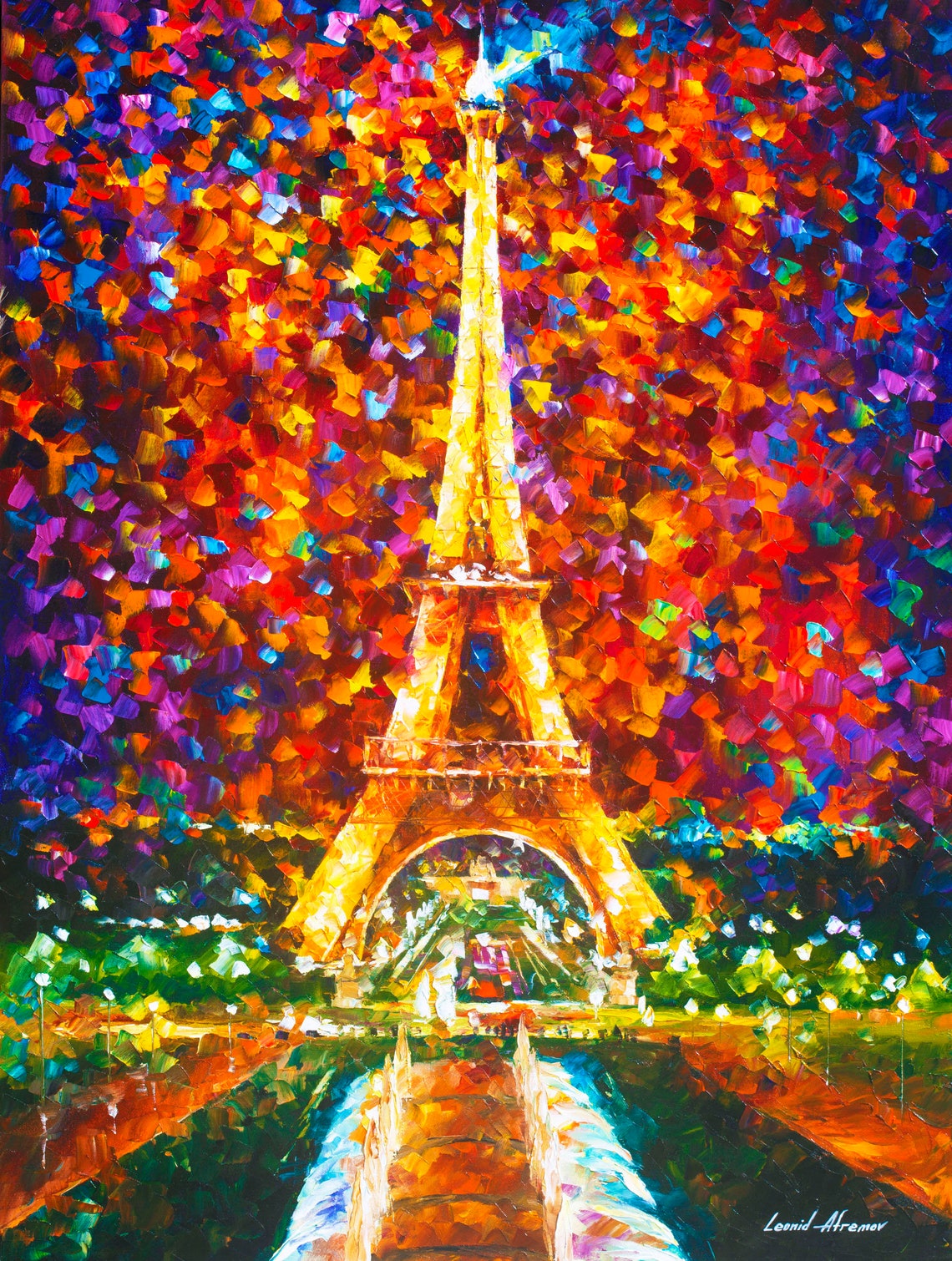 Eiffel Tower Print on Canvas Paris Wall Art by Leonid Afremov Etsy