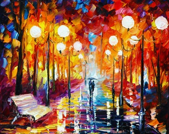 BURST OF COLORS — PALETTE KNIFE Oil Painting On Canvas By Leonid