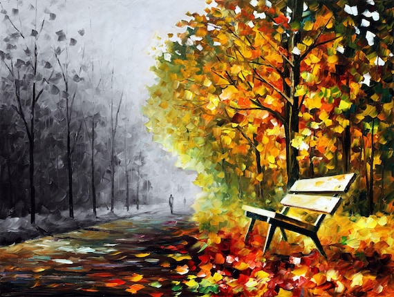 Autumn Alley - Landscape Wall Art | Nature Artwork by Leonid Afremov