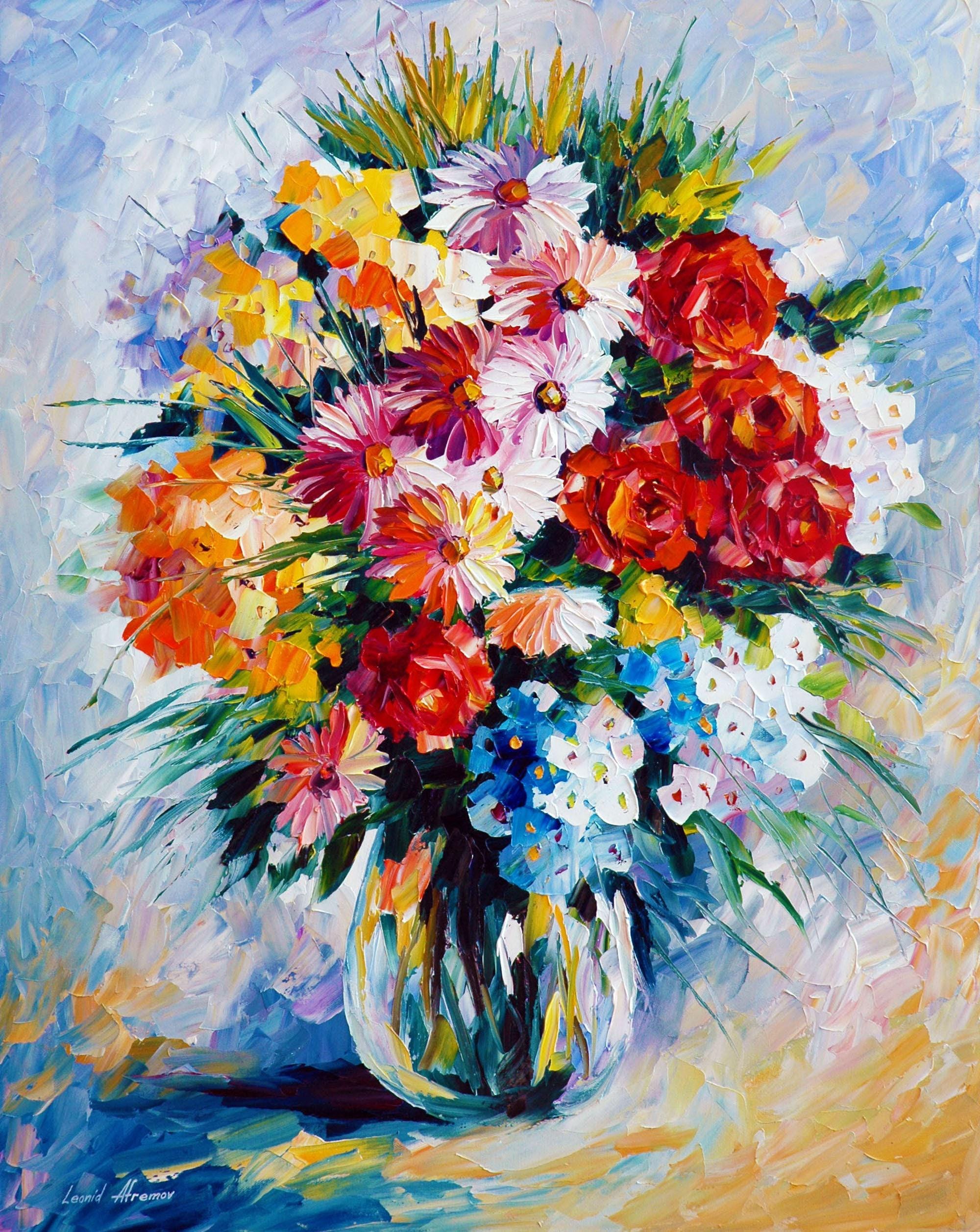 In A Blue Sunrise -still Life Wall Art Naturmort Artwork on Canvas