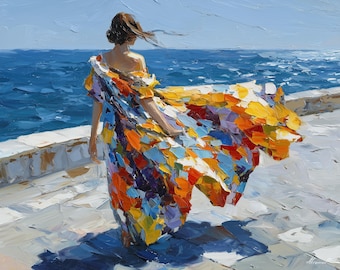 SEA TERRACE: Óleo pintado a mano sobre lienzo por Leonid Afremov Gallery