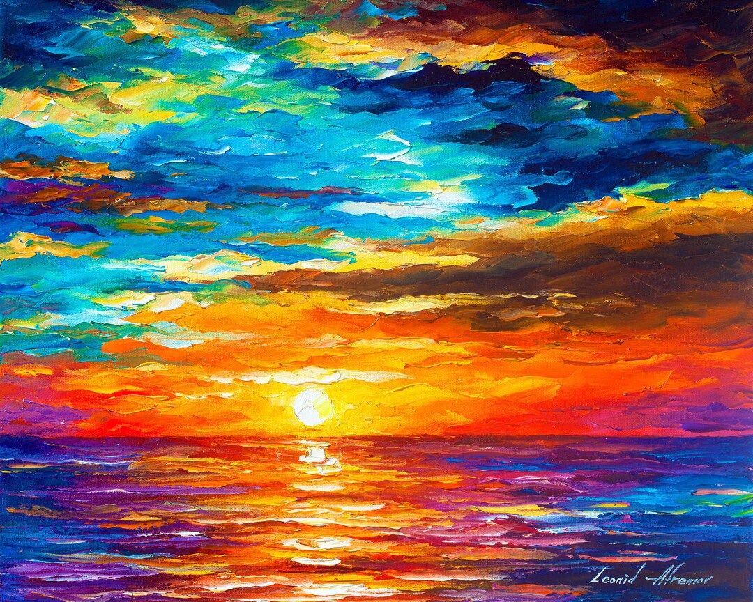 Ocean Print Seascape Wall Hanging Sea Canvas Art by Leonid Afremov Etsy