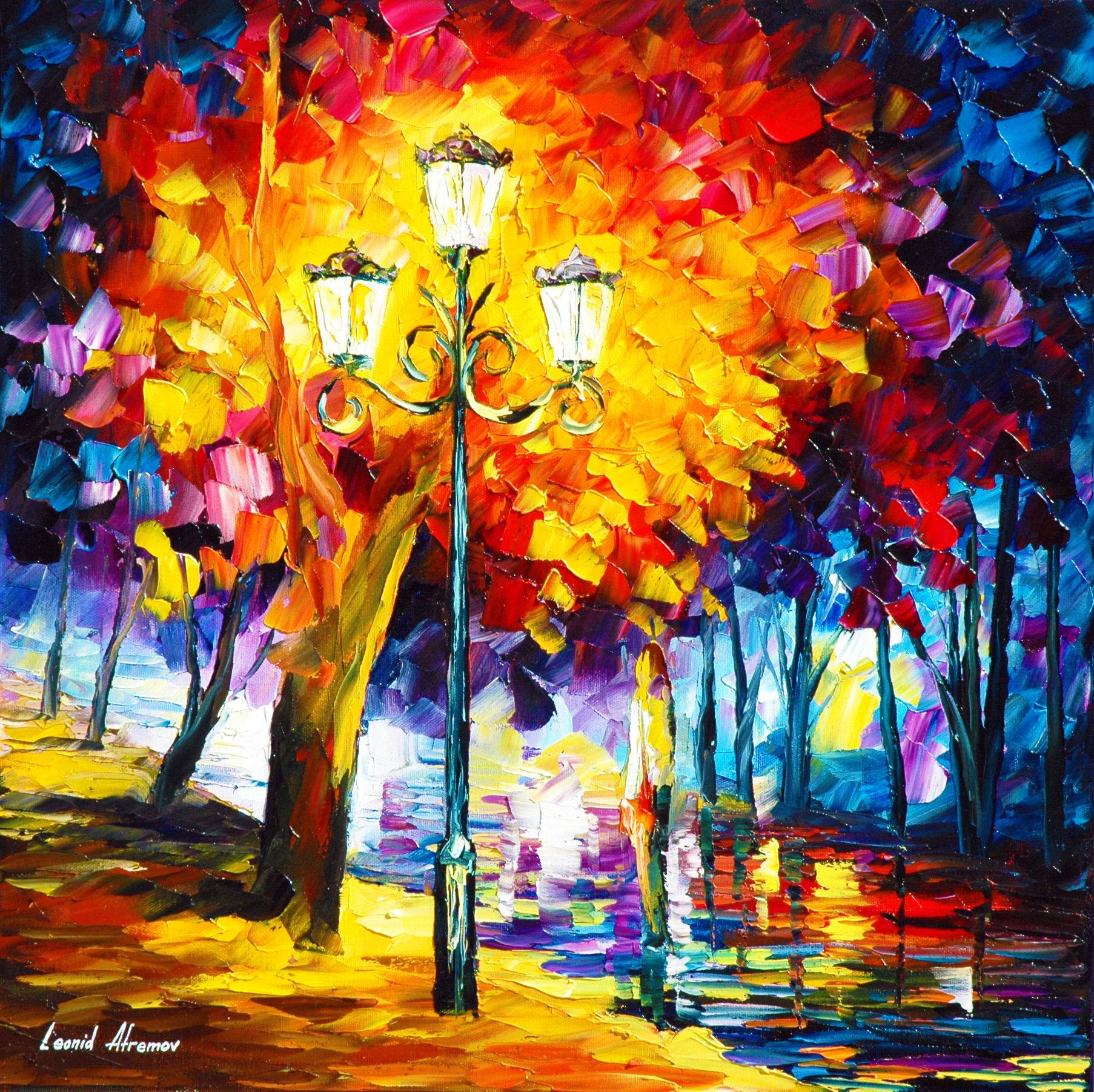 絵画 REVERIE/FOCUS/HAPPY 1 Meditation - Dark Night Landscape, Orange Accent Wall Art , Park