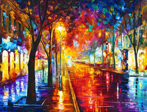 Large Impressionist Cityscape Wall Art for Home Decor - Vibrant Colors and Texture, by Leonid Afremov Studio