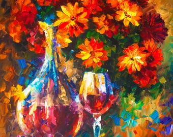 Rote Blumen Wand Kunst Ölgemälde Blumen Kunstwerk Auf Leinwand Von Leonid Afremov