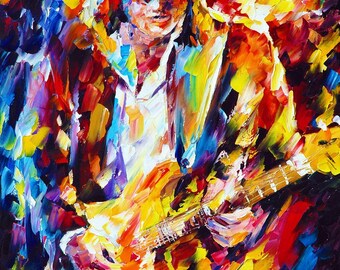 Músico Arte de parede Pintura a óleo Guitarra Arte sobre tela Por Leonid Afremov