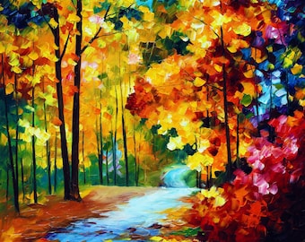 Autumn Wall Art | Forest Oil painting | Nature Canvas Art by Leonid Afremov