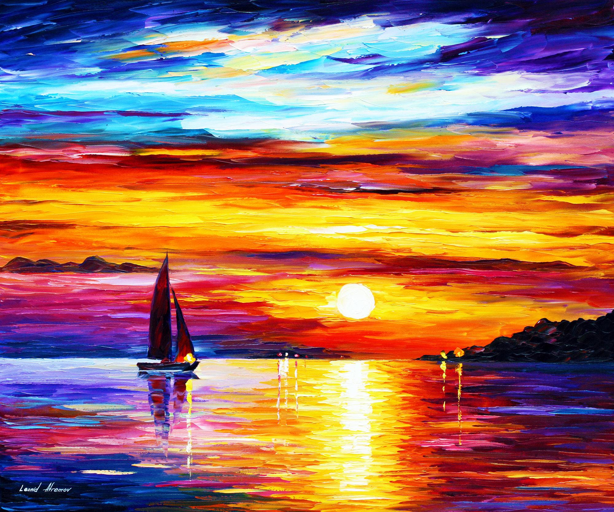 海の壁アート | 海景油絵 | レオニード・アフレモフ作「夕焼け