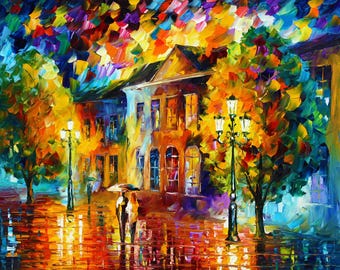 Night City Canvas Art, Colorful Modern Oil painting, Vibrant Wall Decor, Urban Artwork by Leonid Afremov Studio
