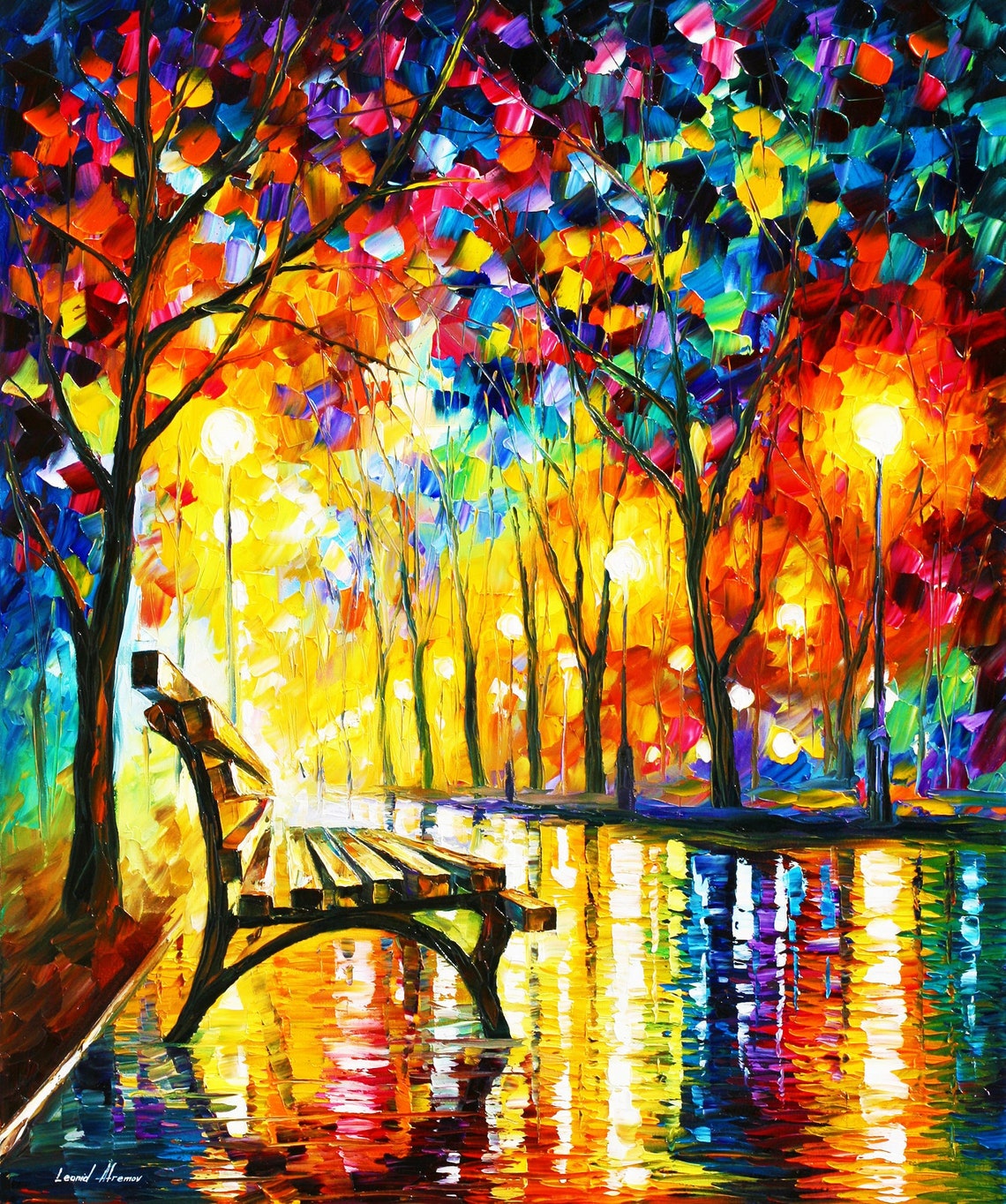 Vertical Oil Painting Scenery Painting Bench Artwork on Etsy