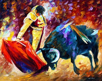 Corrida Wall Art • Bull Oil painting • Bullfighter Artwork • Toreador Canvas Art By Leonid Afremov Studio