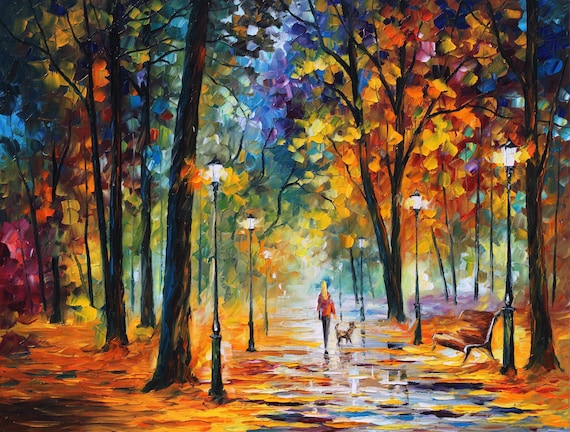 Oil Painting Of Autumn Scene On Canvas Handmade Fall Artwork By Leonid Afremov Studio - Improvisation Of Nature