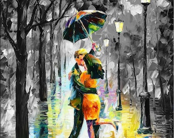 Черно-белый настенный художественный принт Arte de amor sobre lienzo Леонида Афремова