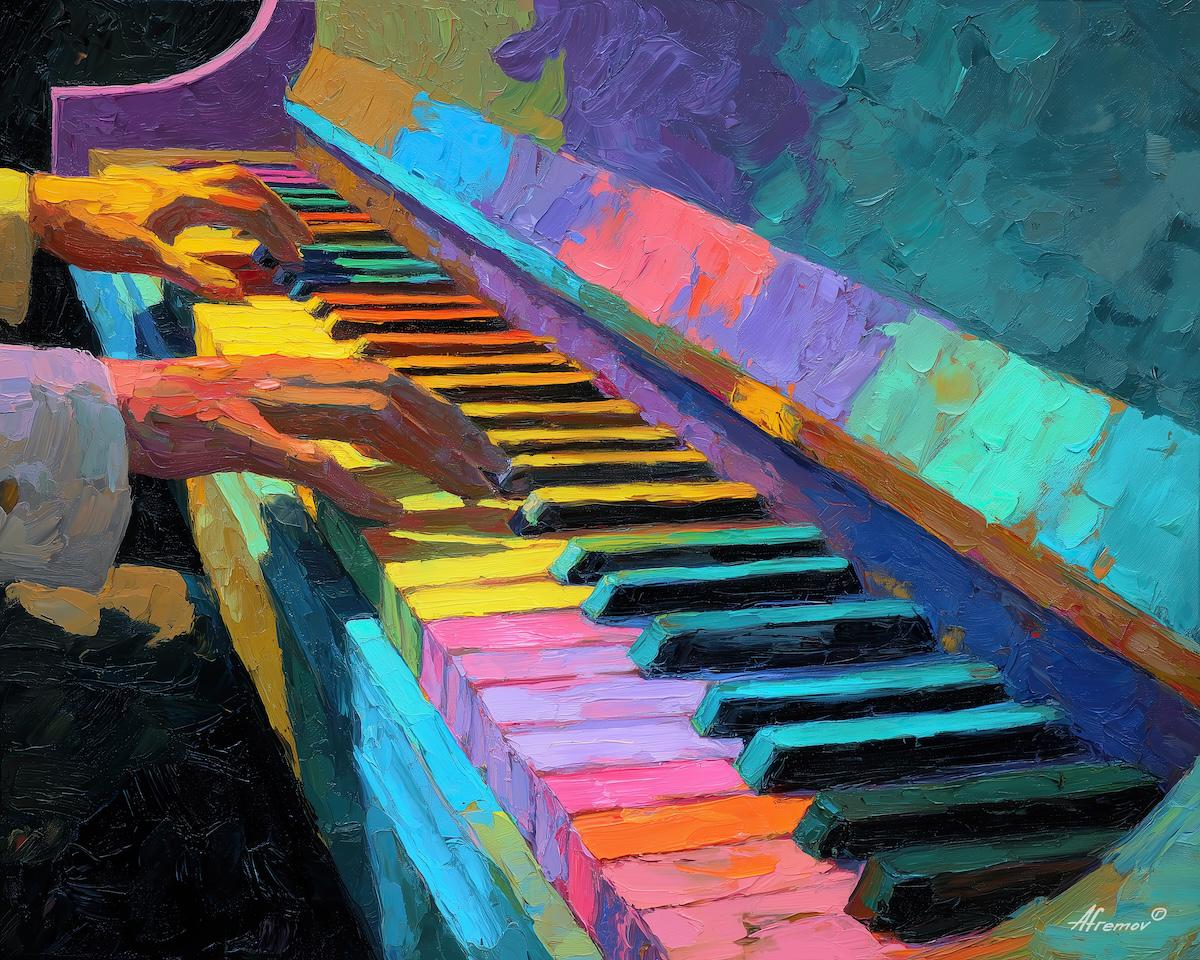 RAINBOW KEYS: Hand Painted Oil on Canvas by Leonid Afremov Gallery