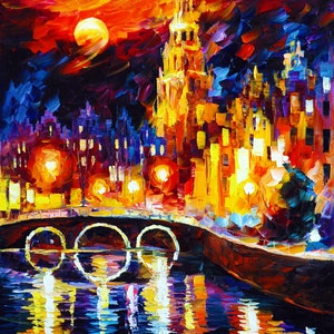 Amsterdam Canal Sunset Giclee Print - Beautiful Wall Decor for Home and Office by Leonid Afremov Studio