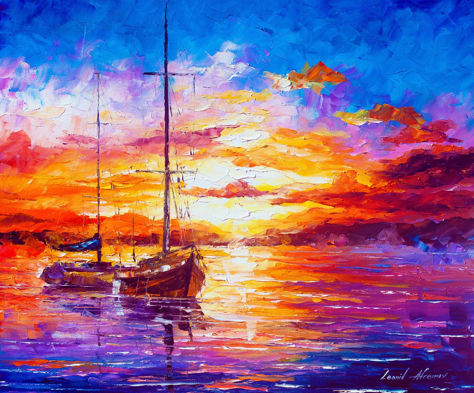 Purple Oil Painting Colorful Seascape Sunset Canvas Art by Etsy