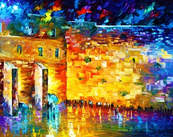 Judaica On Canvas: Wailing Wall in Jerusalem by Leonid Afremov Studio