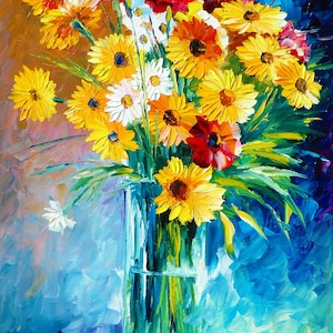 Floral Canvas Art Print Flowers Decor Artwork By Leonid Afremov