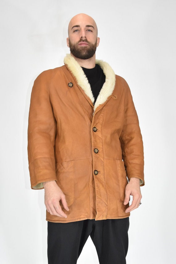 Shearling Original Leather Sheepskin Coat Size L M