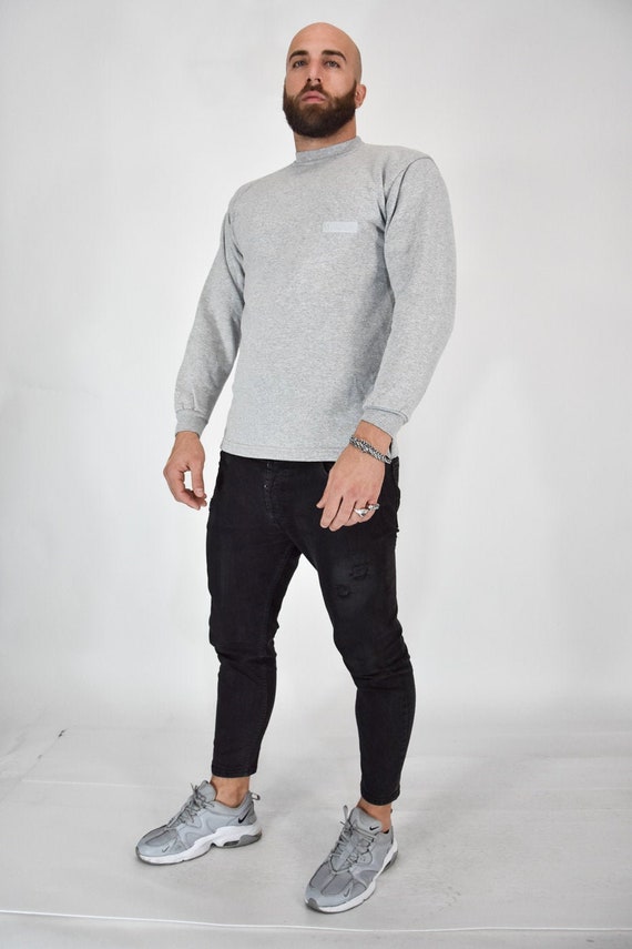 VERSACE Gray Cotton Crewneck Sweatshirt Size M Man