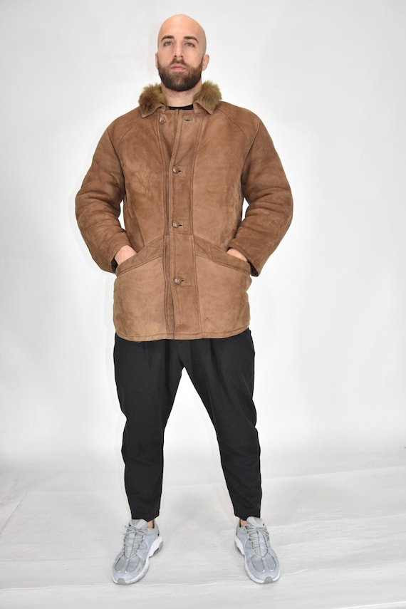Shearling original suede sheepskin coat Size XL Ma