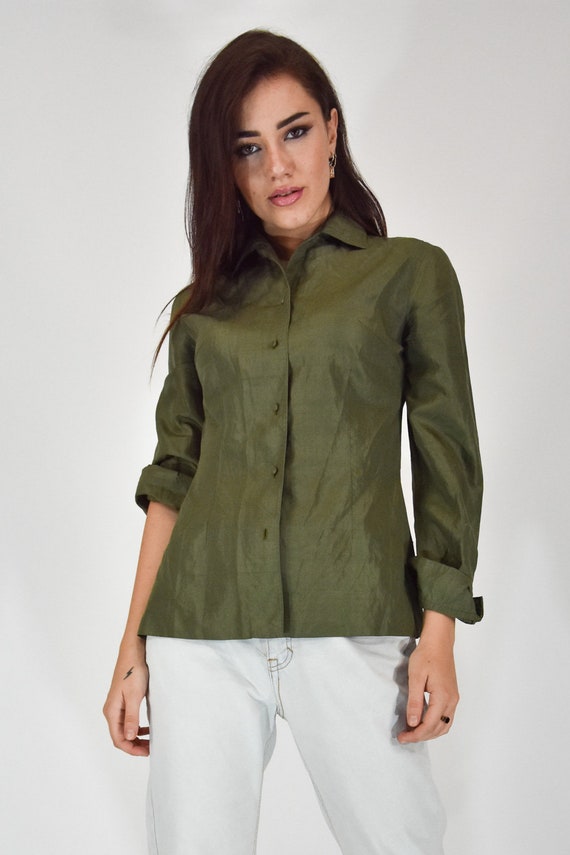 EMILIO PUCCI Green Silk Shirt Size M Woman