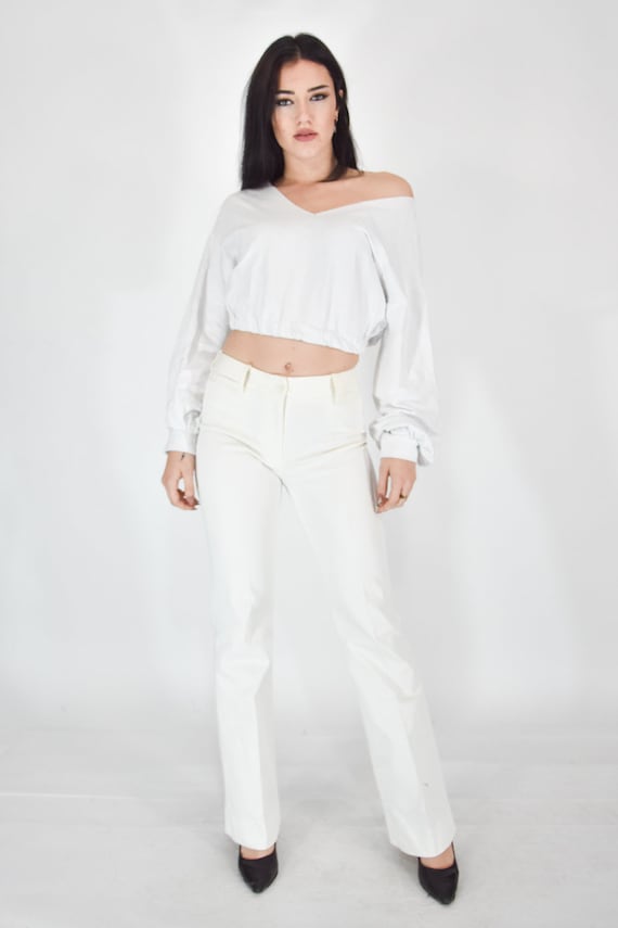 Dolce & Gabbana White Cotton Flare Trousers Size S