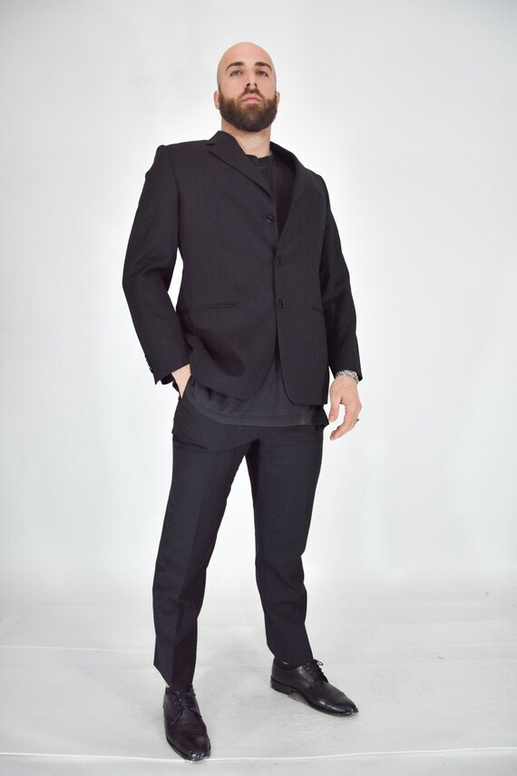 GIANFRANCO FERRE 'Classic Black Smokin Suit In Woo