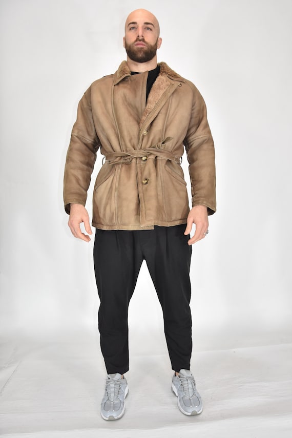 Shearling Original Suede Sheepskin Coat Size XL Ma