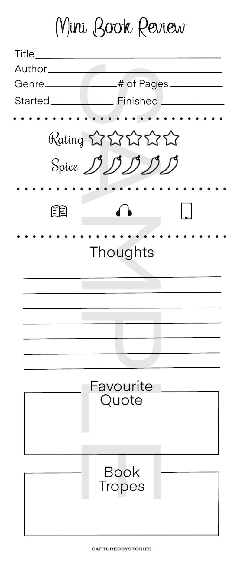 Mini Book Review Template - Simple - Etsy