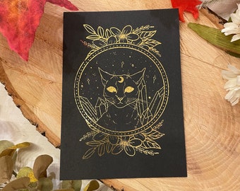 Witchy cat foil print - 5 foil options