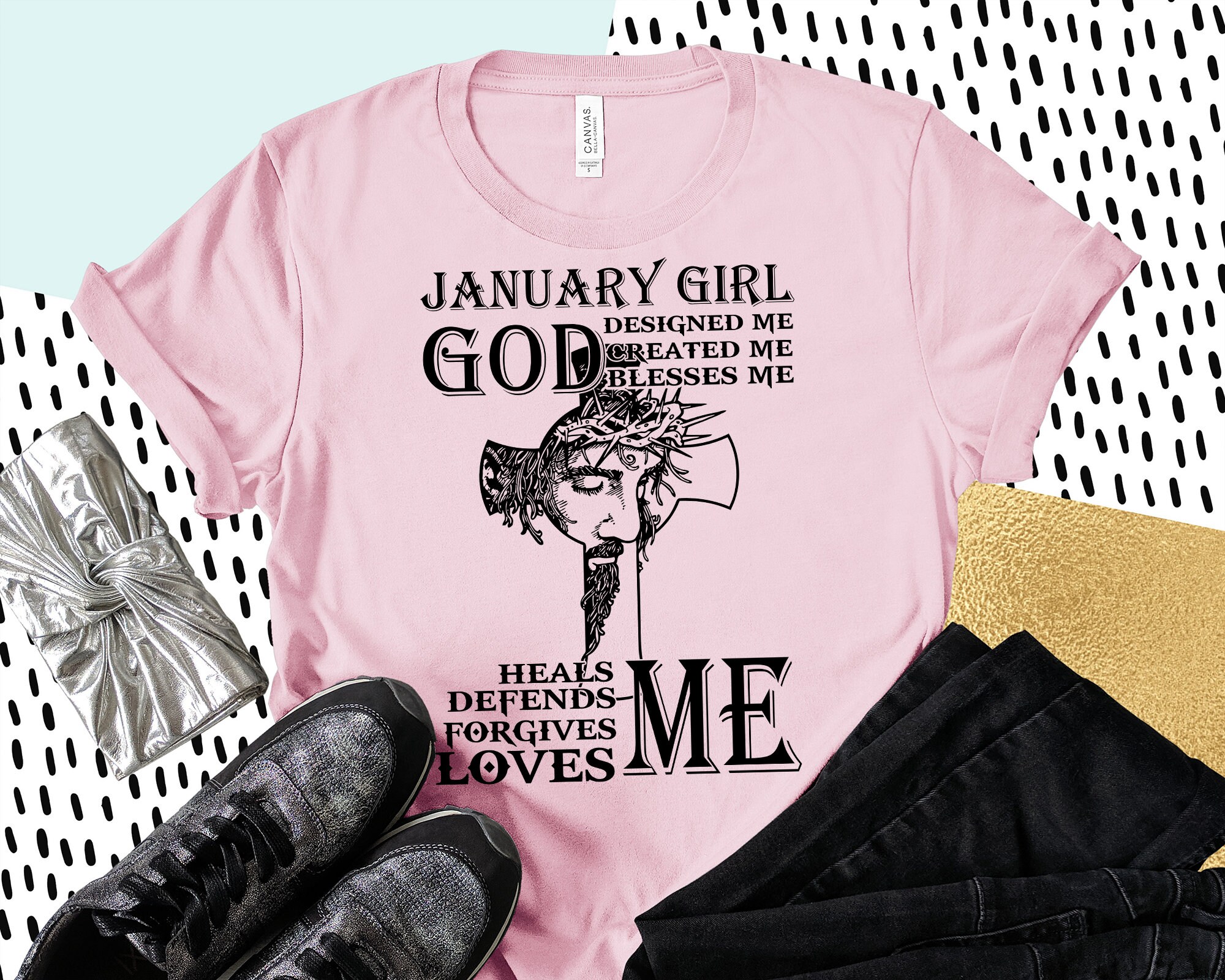 January Girl God Designed Me January girl birthday T-shirt | Etsy