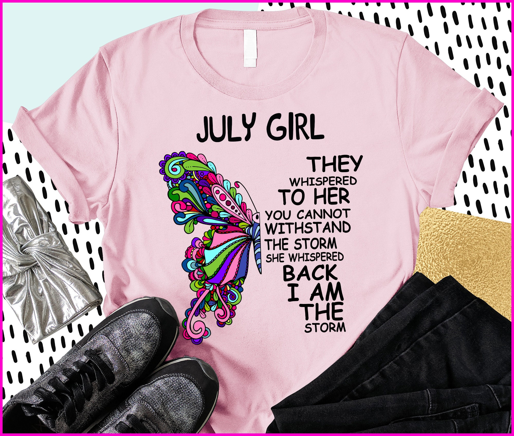 Butterfly July Girl Birthday tshirt July TShirt July July Etsy