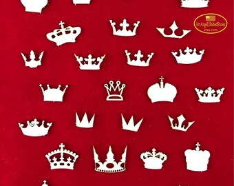 Chipboard Die Cuts, Laser Cut Double Side Boards, Amazing Vintage Detailed Laser Cut Crowns, Scrapbooking Mixed Media Craft Supplies