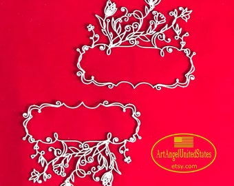 Spanplatte, Die Cuts, Laser Cut Spanplatten, Laser Cut Boards, Chipboards, Filigraner Schnörkel geschnitzter Vintage-Rahmen, Floral Laser Cut Board