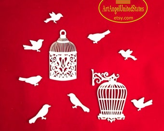 Bird & Birdcage Laser Cut Chipboard Embellishments: Scrapbooking DIY
