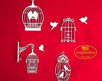 Laser Cut Birdcages and Birds: 3D Scrapbooking Chipboard