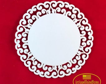Laser geschnittene Bretter, Spanholzplatten stanzen, filigran geschnitzte Spitze, zarter Vintage-Rahmen