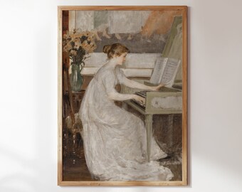 Portrait de femme peinture imprimable Wall Art téléchargement numérique peinture Antique vintage Art peinture à l’huile impression numérique téléchargement immédiat