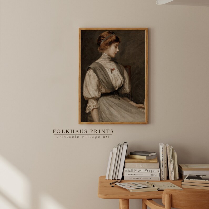 Woman Portrait Painting Printable Wall Art Digital Download Antique ...