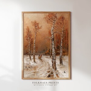 Winter Landscape Painting Printable Wall Art Digital Download Antique Painting Vintage Art Oil Painting Digital Print
