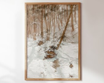 Paysage d’hiver peinture imprimable Wall Art Digital Download Antique peinture vintage Art peinture à l’huile impression numérique