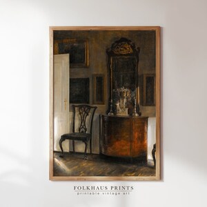 Interior Painting Printable Wall Art Digital Download Antique Painting Vintage Art Oil Painting Digital Print Instant Download