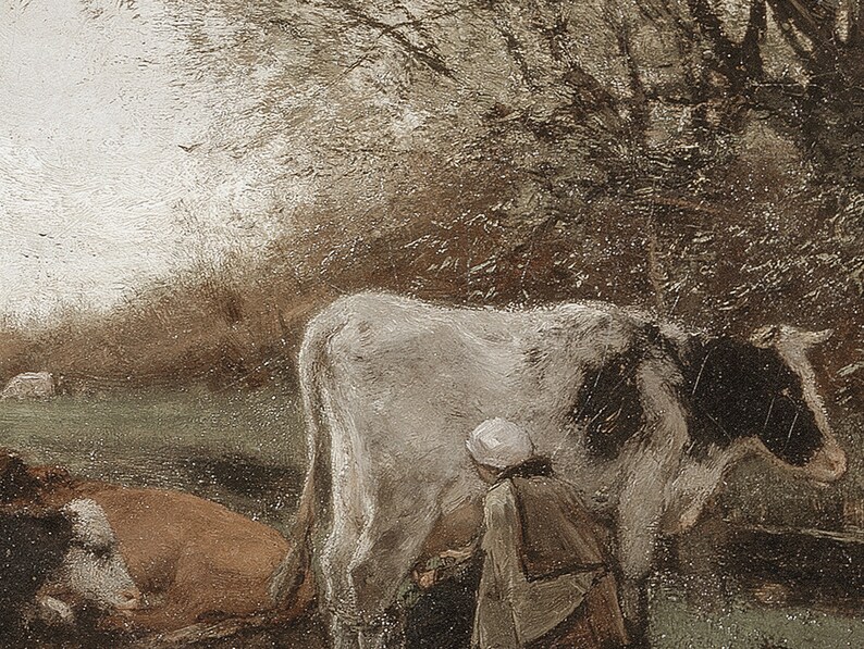 Landscape with Cows Painting Printable Wall Art Digital Download Antique Painting Vintage Art Oil Painting Digital Print Instant Download