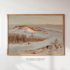 Winter Landscape Painting Printable Wall Art Digital Download Antique Painting Vintage Art Oil Painting Digital Print