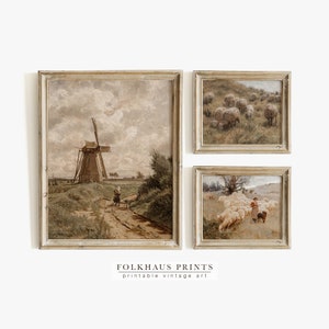 Vintage Gallery Wall Print Set of 3 PRINTABLE WALL ART Antique Painting Vintage Art Oil Painting Digital Print Instant Download