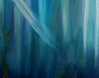 Original Underwater Oil Painting 16x20 Deep Sea Canvas Art