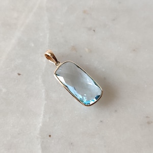 Natural Sky Blue Topaz Pendant, 14K Solid Yellow Gold Topaz Pendant, December Birthstone, Bezel Pendant, Blue Topaz Jewelry, Valentine Gift
