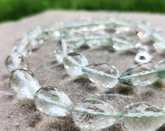 Natural Green Amethyst Beaded Necklace, Faceted Amethyst Briolette Necklace, Healing Necklace, Layering Necklace, February Birthstone